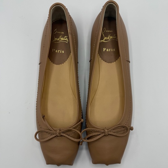 NEW Christian Louboutin Red Bottom Beige Leather Mamadrague Ballet Flats EU 37.5 - Picture 3 of 10